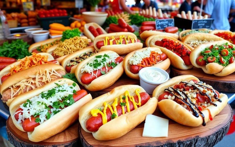 Różne warianty francuskiego hot doga